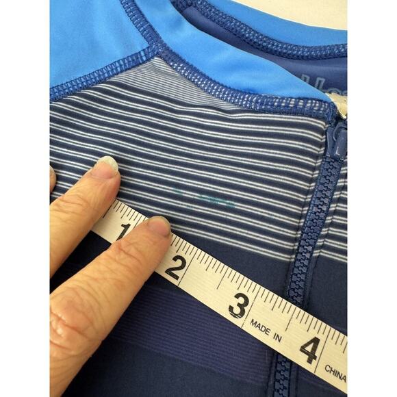 NWT UV Skinz UPF 50+ Swimsuit Long Sleeve Blue Stripes Women's Large - Picture 8 of 10